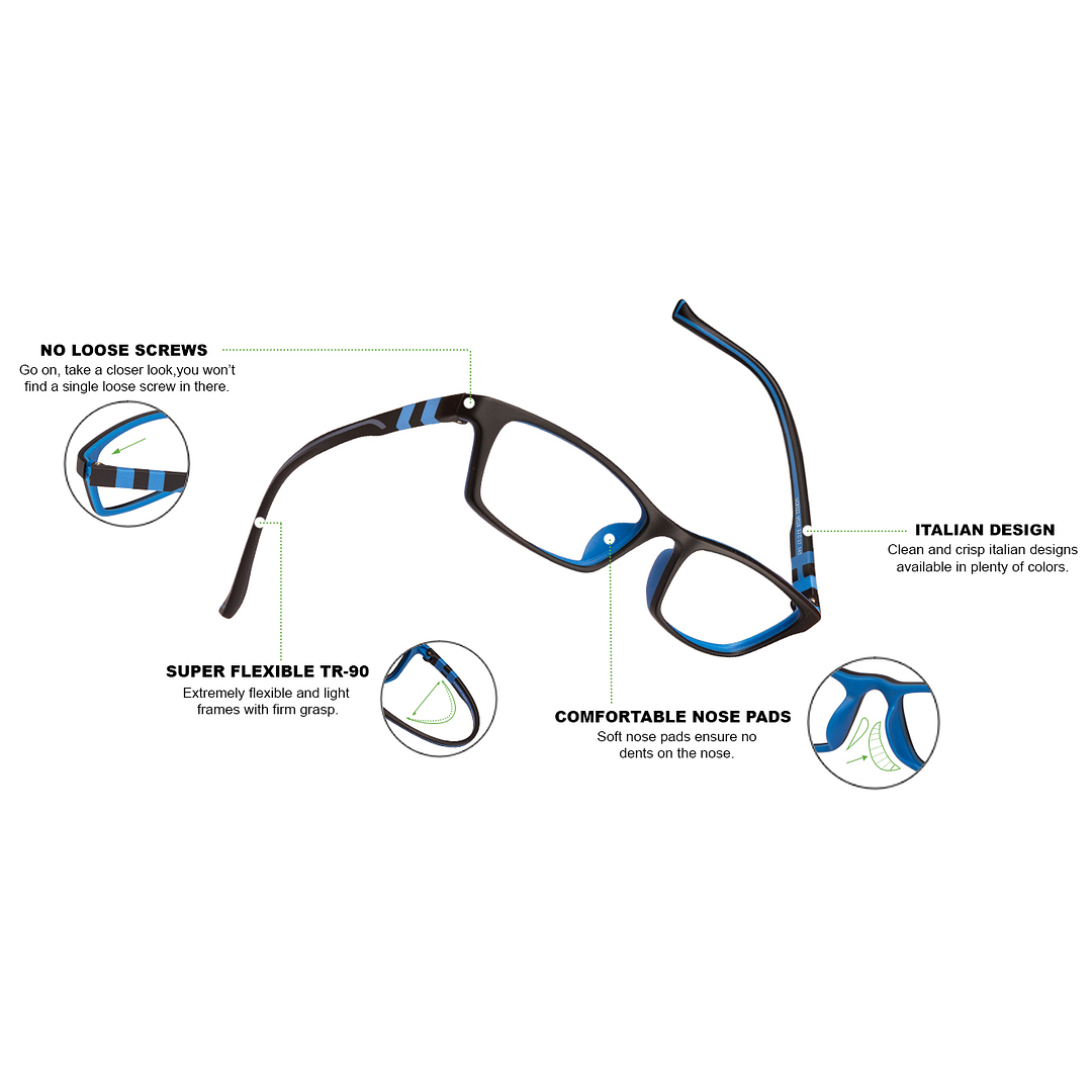 Lenskart Air Online Black Blue Full Rim Rectangle left side