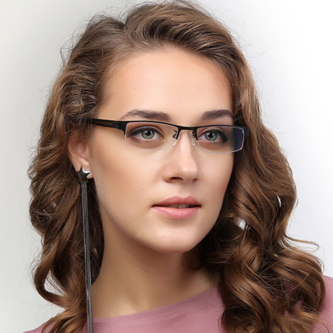 Lenskart Air Online Black Half Rim Rectangle left side