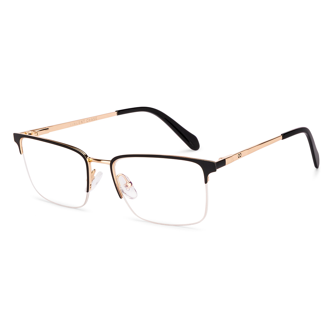 Black Gold Half Rim Rectangle Vincent Chase Lenskart Half Rim VC