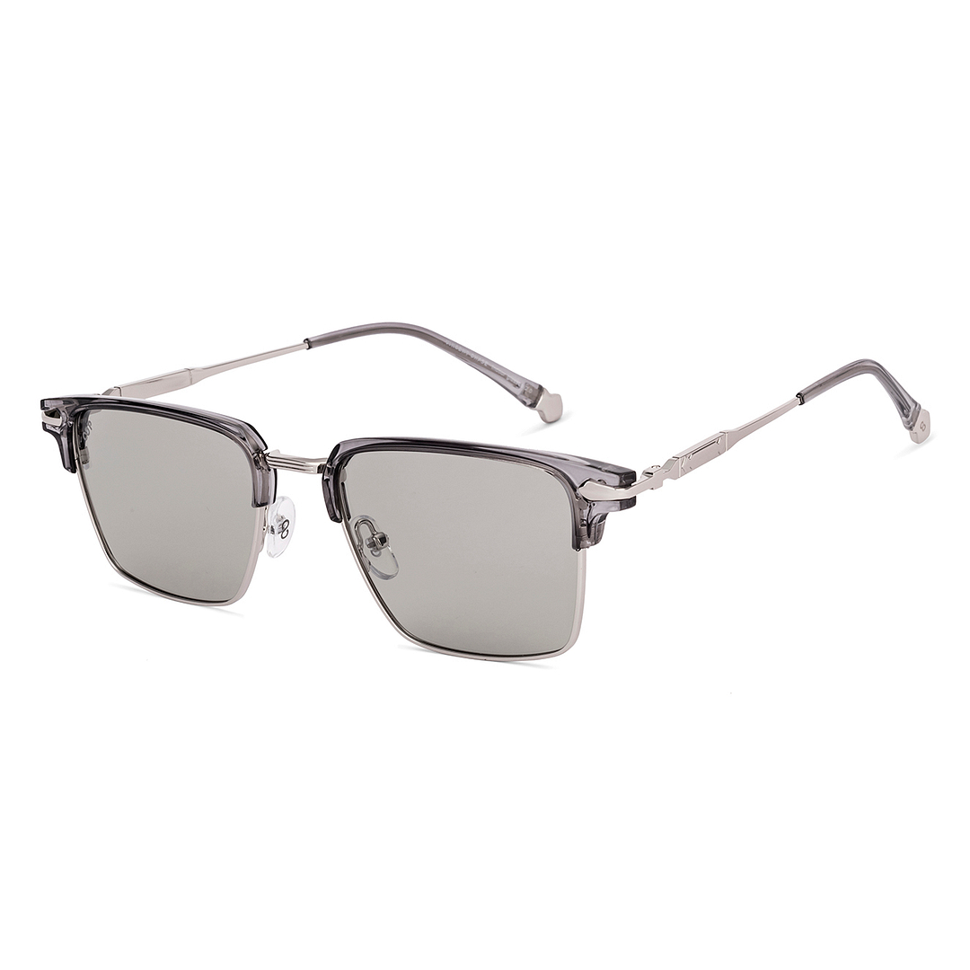 Grey Silver Full Rim Clubmaster Vincent Chase Polarized VC Sun