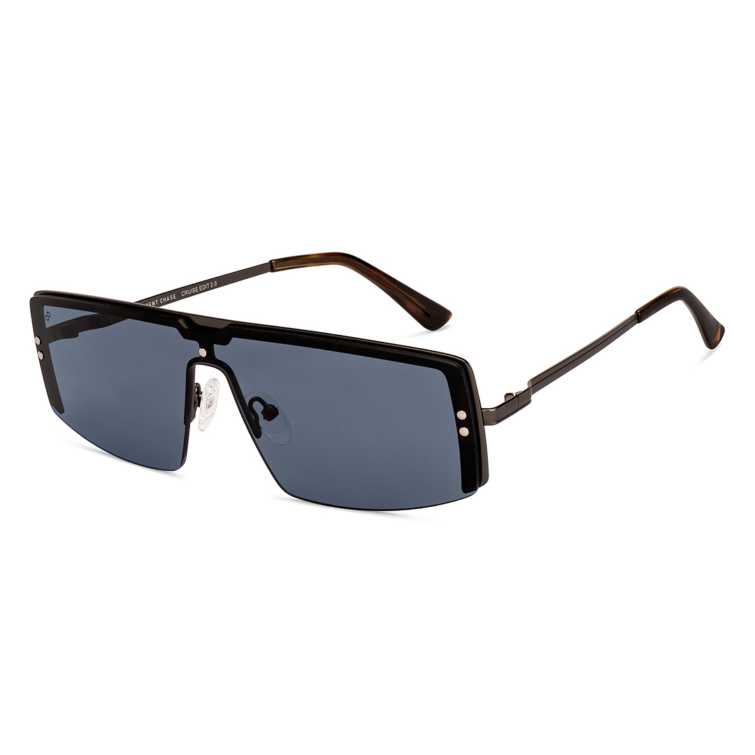Grey Gunmetal Rimless Rectangle Vincent Chase VC Sun Metal