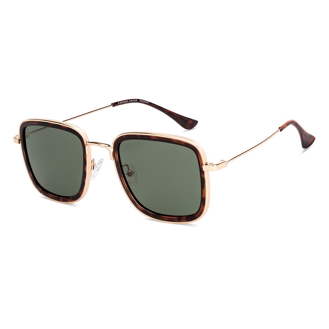 Green Gold Full Rim Square Vincent Chase Polarized Sun Metal VC
