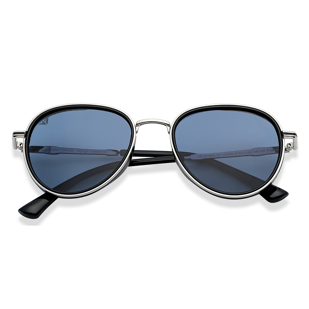 Vincent Chase Polarized Silver Full Rim Aviator left side