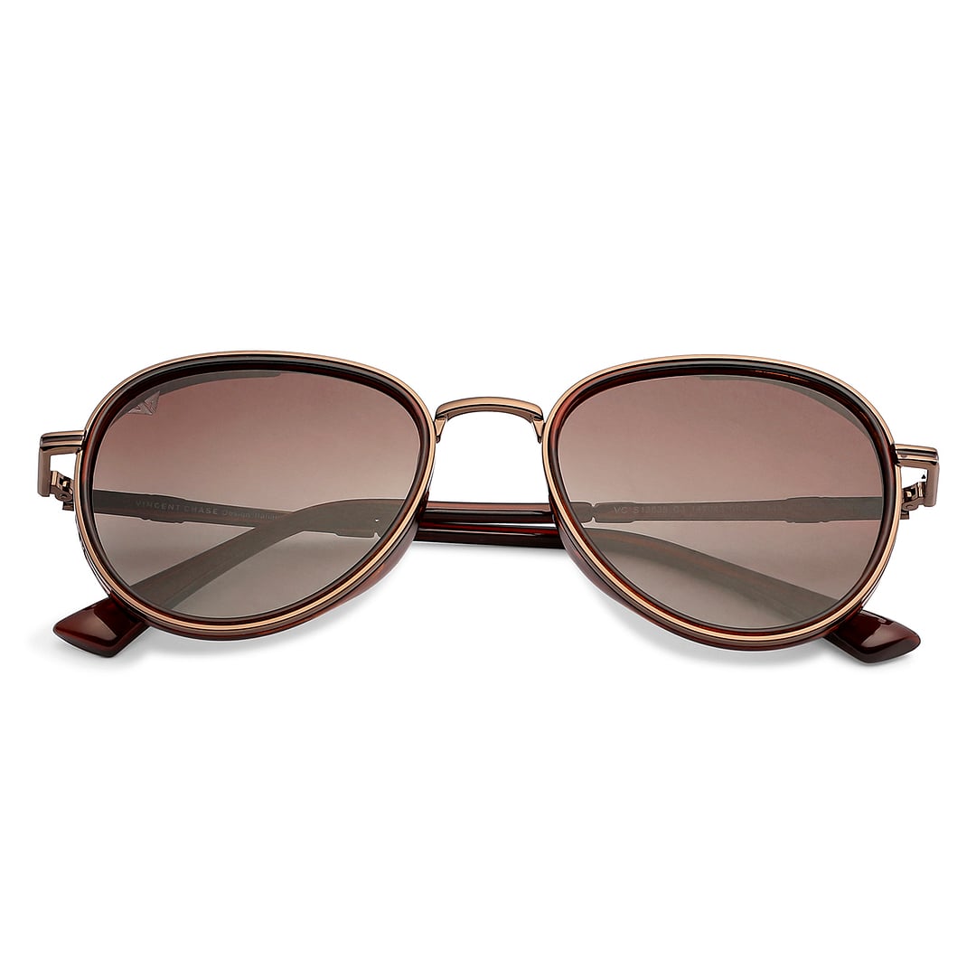 Vincent Chase Polarized Brown Full Rim Aviator left side