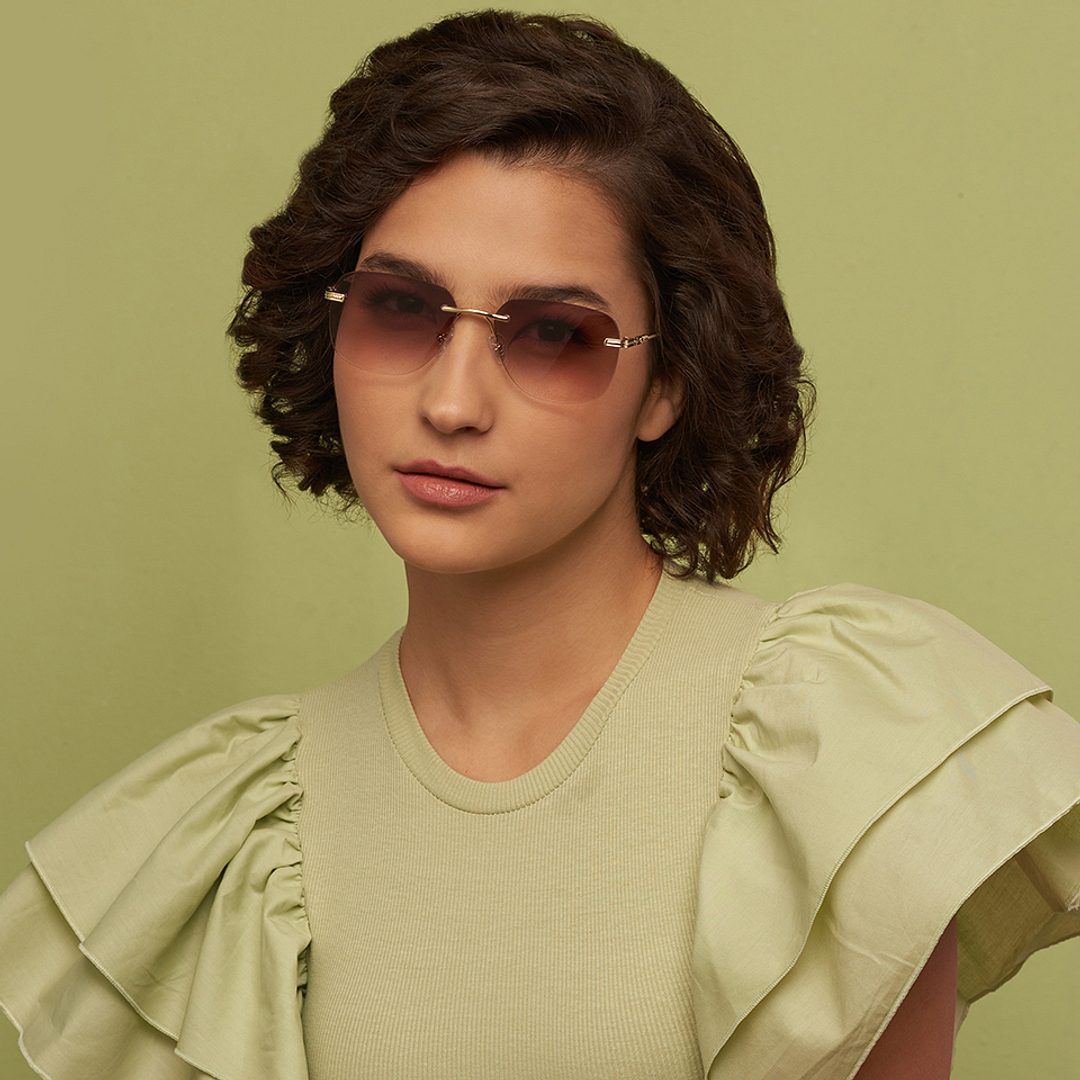 Vincent Chase Online Gold Rimless Rectangle right side