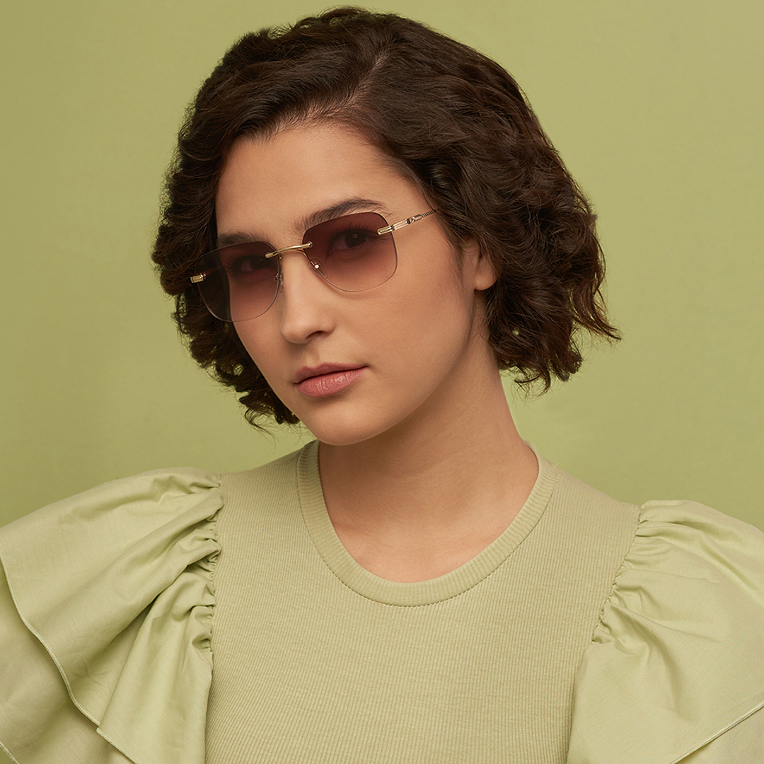 Vincent Chase Online Gold Rimless Rectangle left side