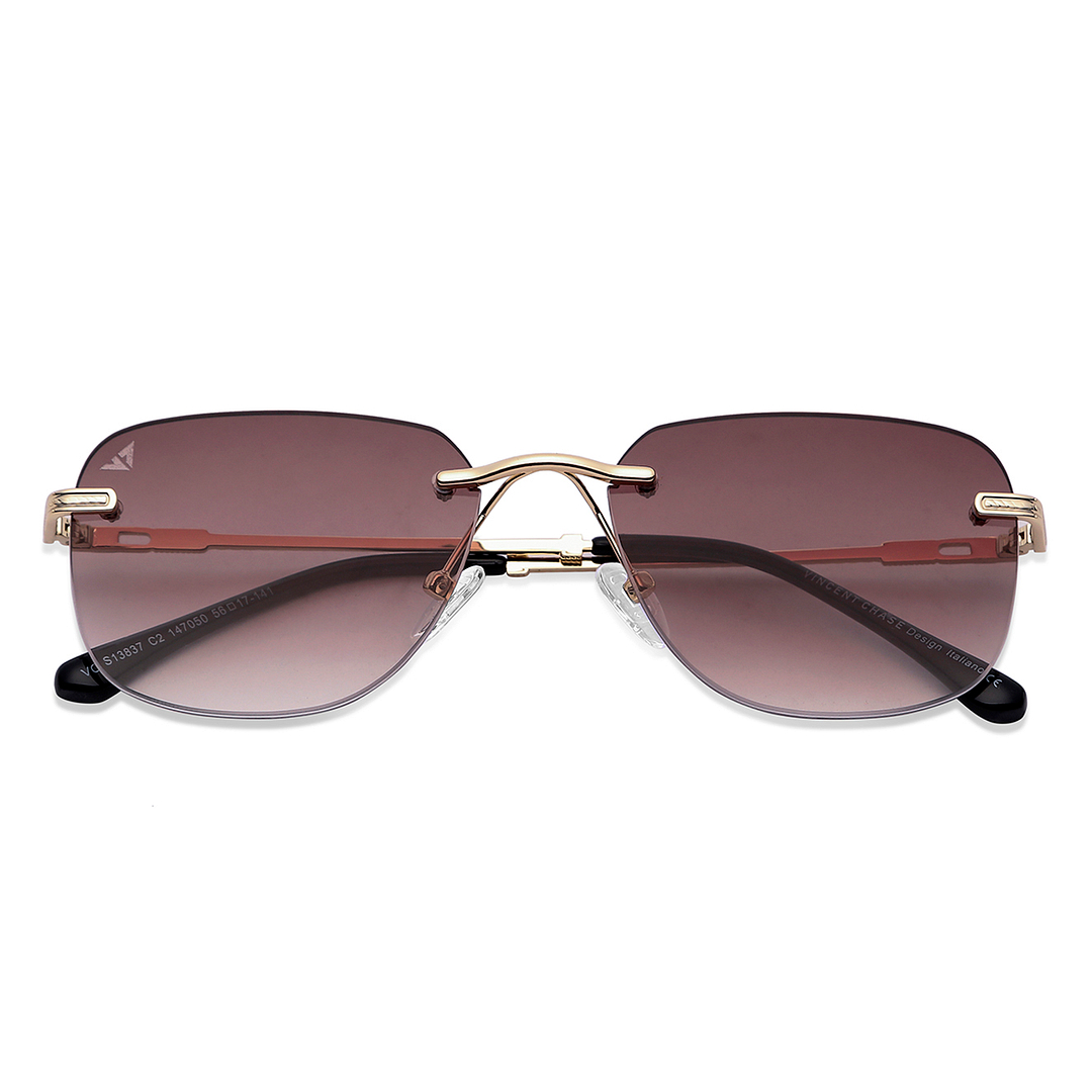 Vincent Chase Online Gold Rimless Rectangle left side
