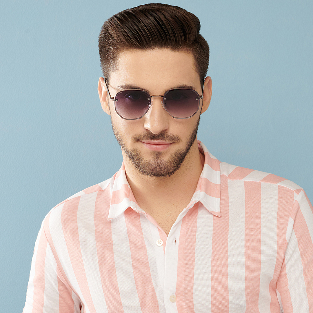Vincent Chase Online Gunmetal Rimless Geometric right side