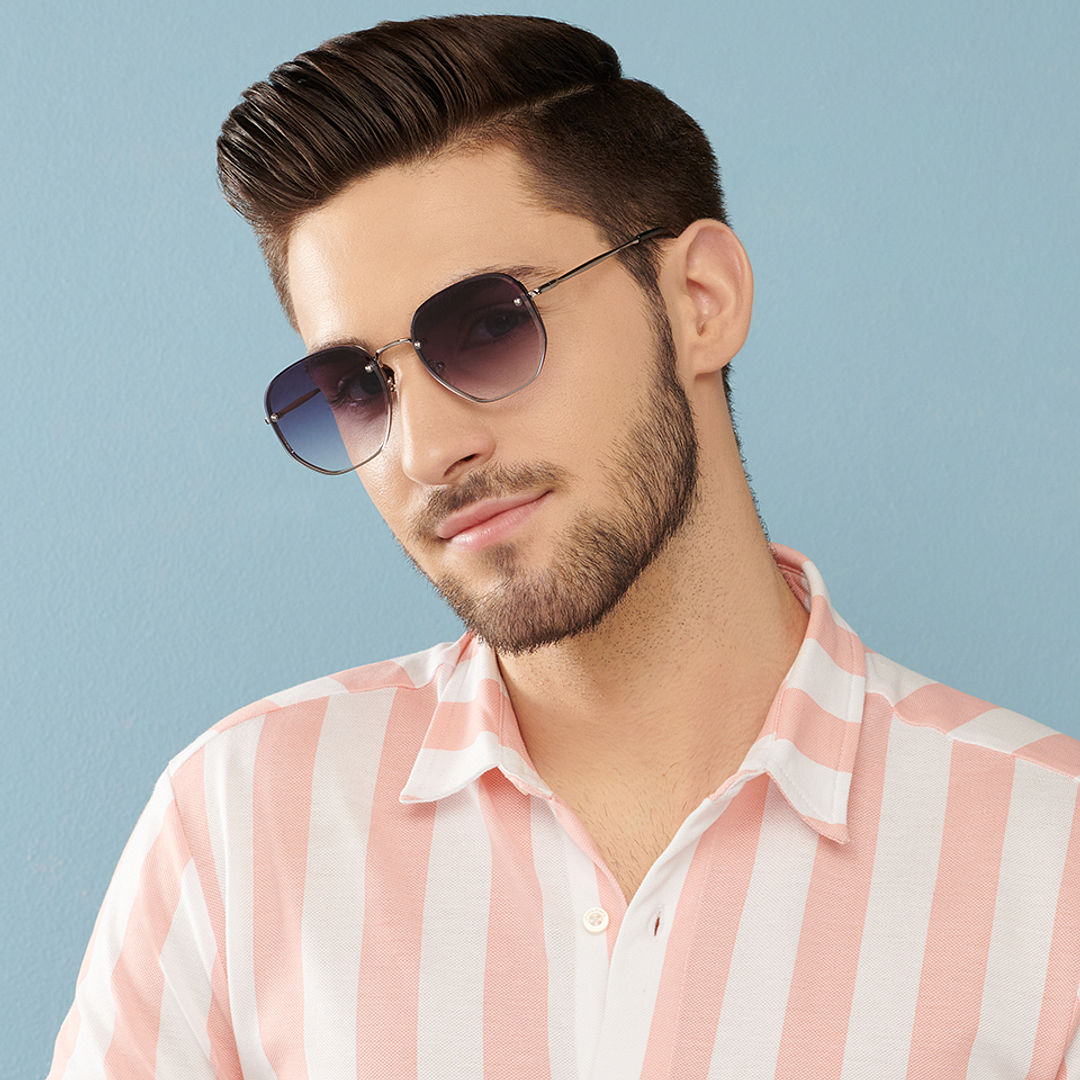 Vincent Chase Online Gunmetal Rimless Geometric left side