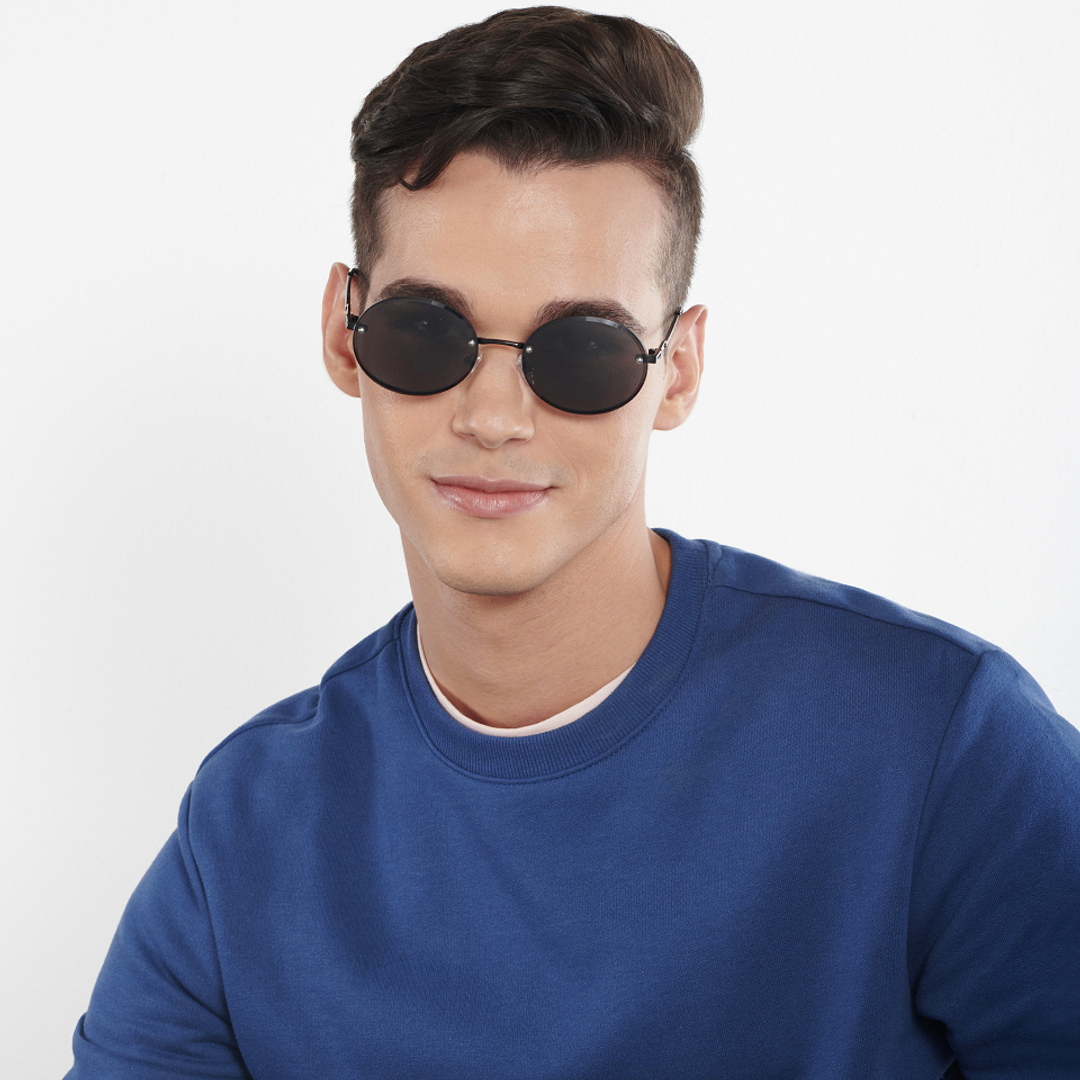 Vincent Chase Online Black Rimless Round right side