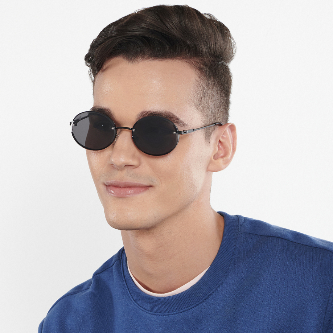 Vincent Chase Online Black Rimless Round left side