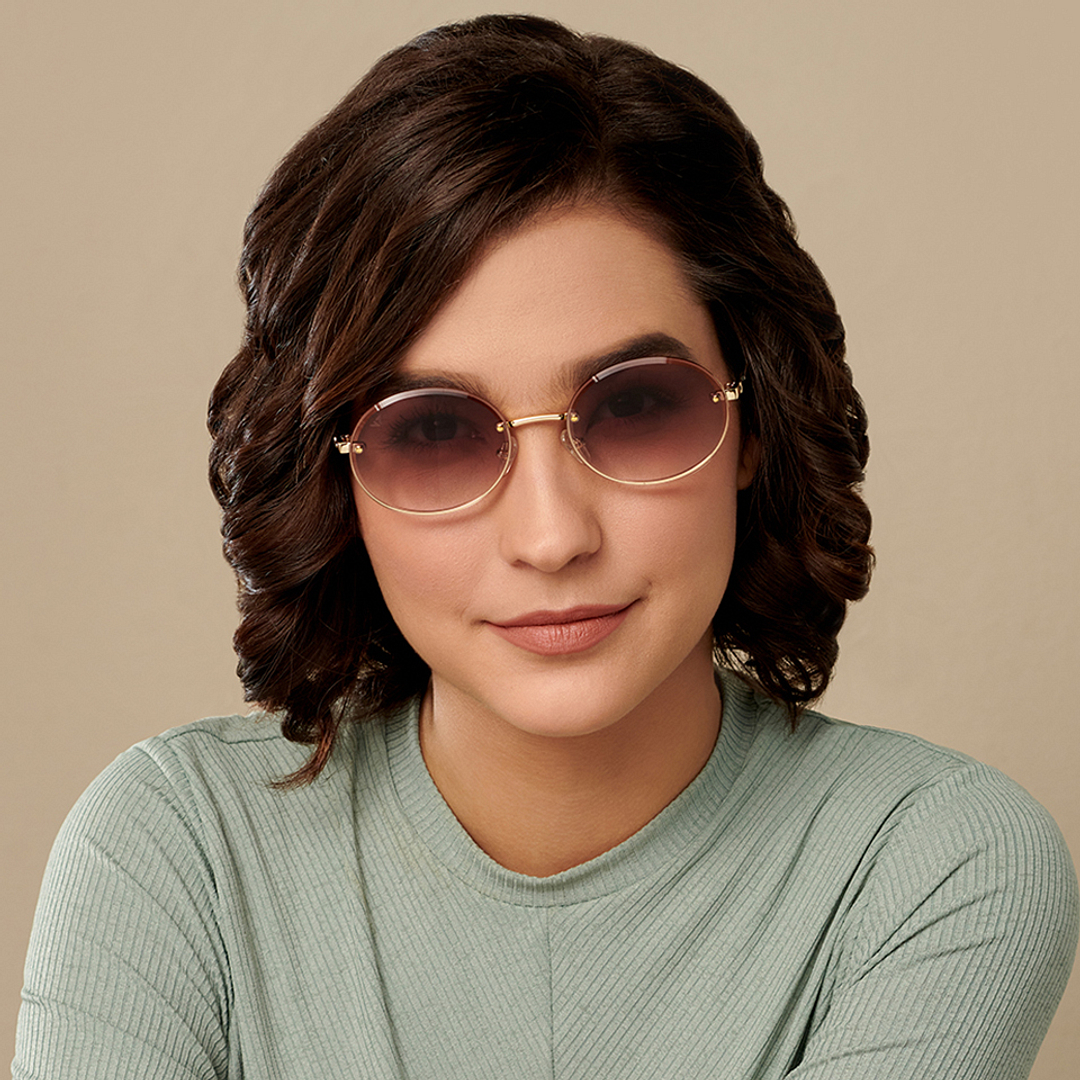 Vincent Chase Online Gold Rimless Round right side