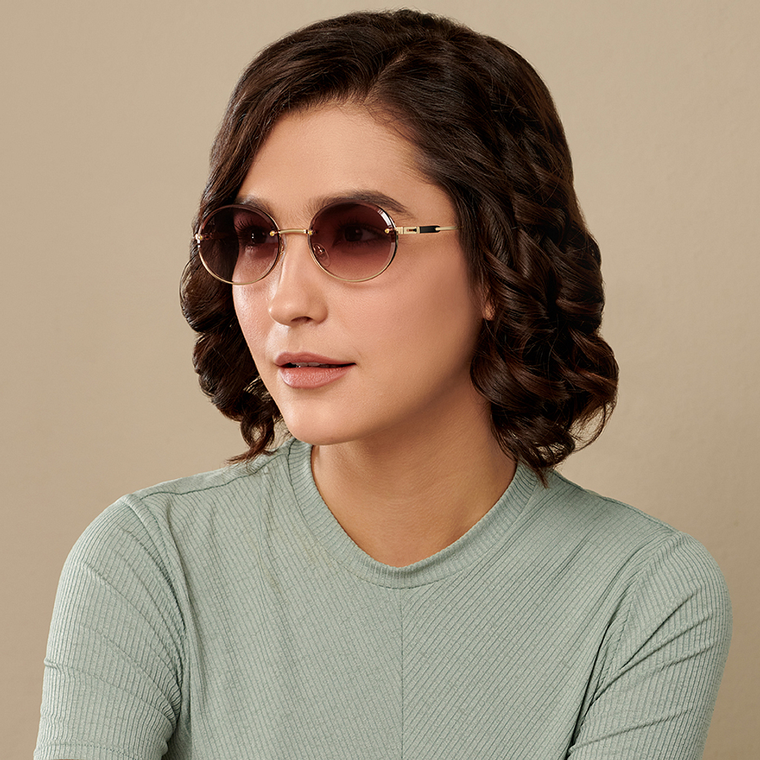 Vincent Chase Online Gold Rimless Round left side