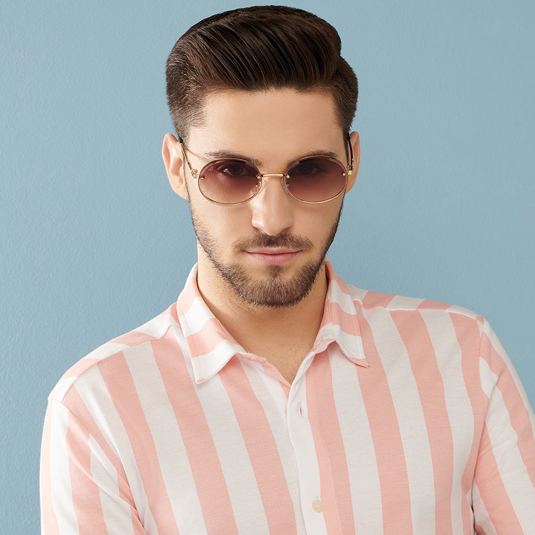 Vincent Chase Online Gold Rimless Round right side