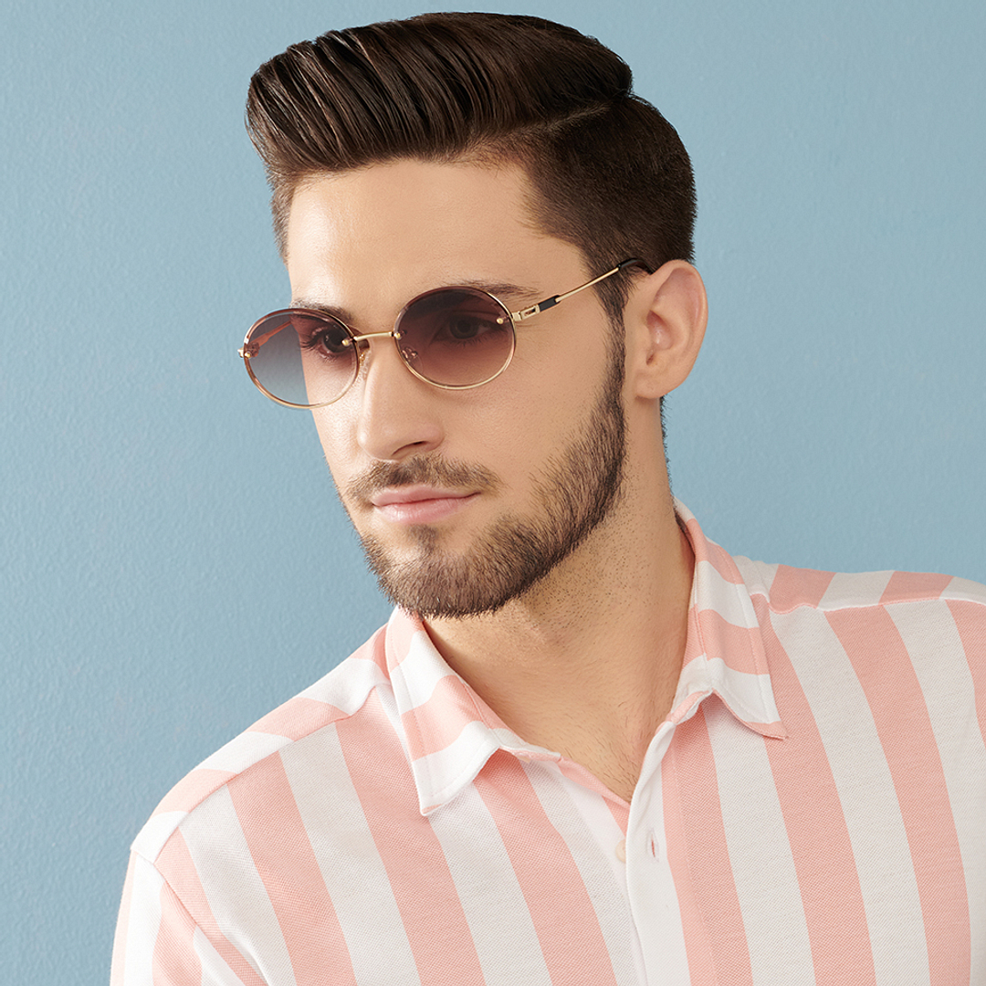 Vincent Chase Online Gold Rimless Round left side