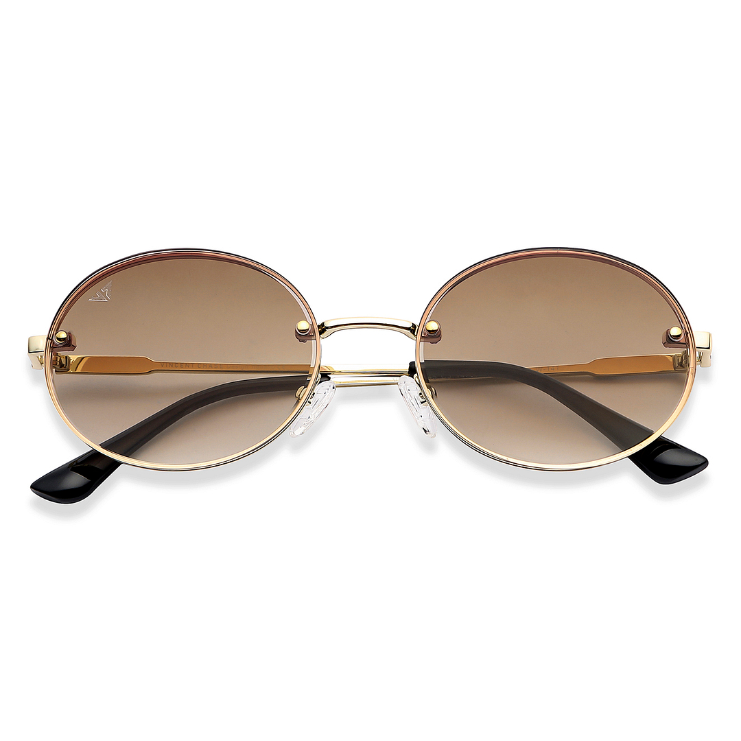 Vincent Chase Online Gold Rimless Round left side