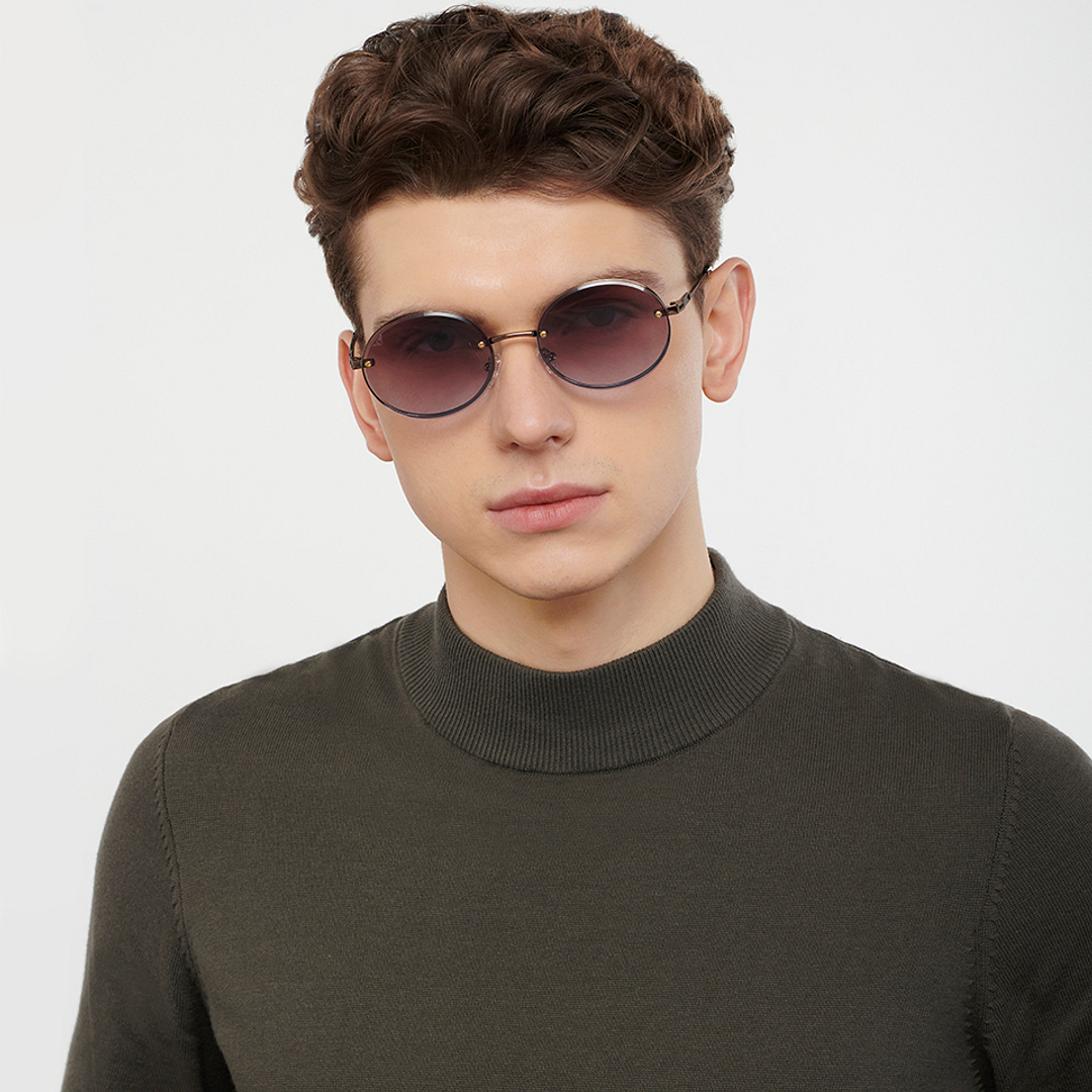 Vincent Chase Online Brown Rimless Round left side
