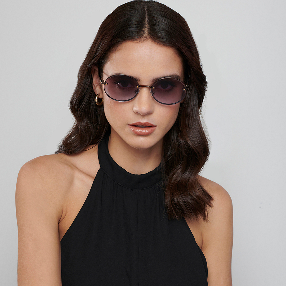 Vincent Chase Online Brown Rimless Round left side