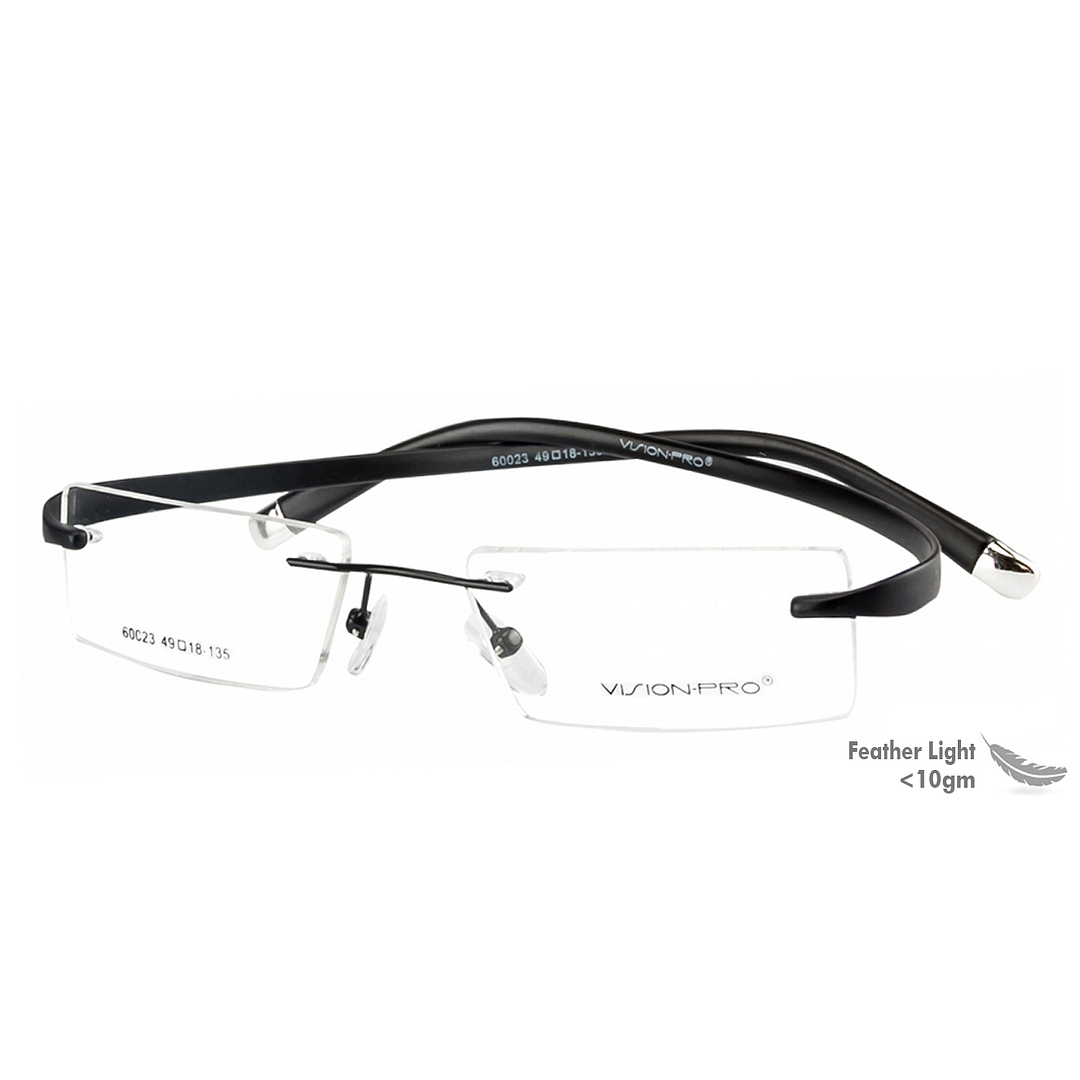 Vision Pro Black Rimless Rectangle left side