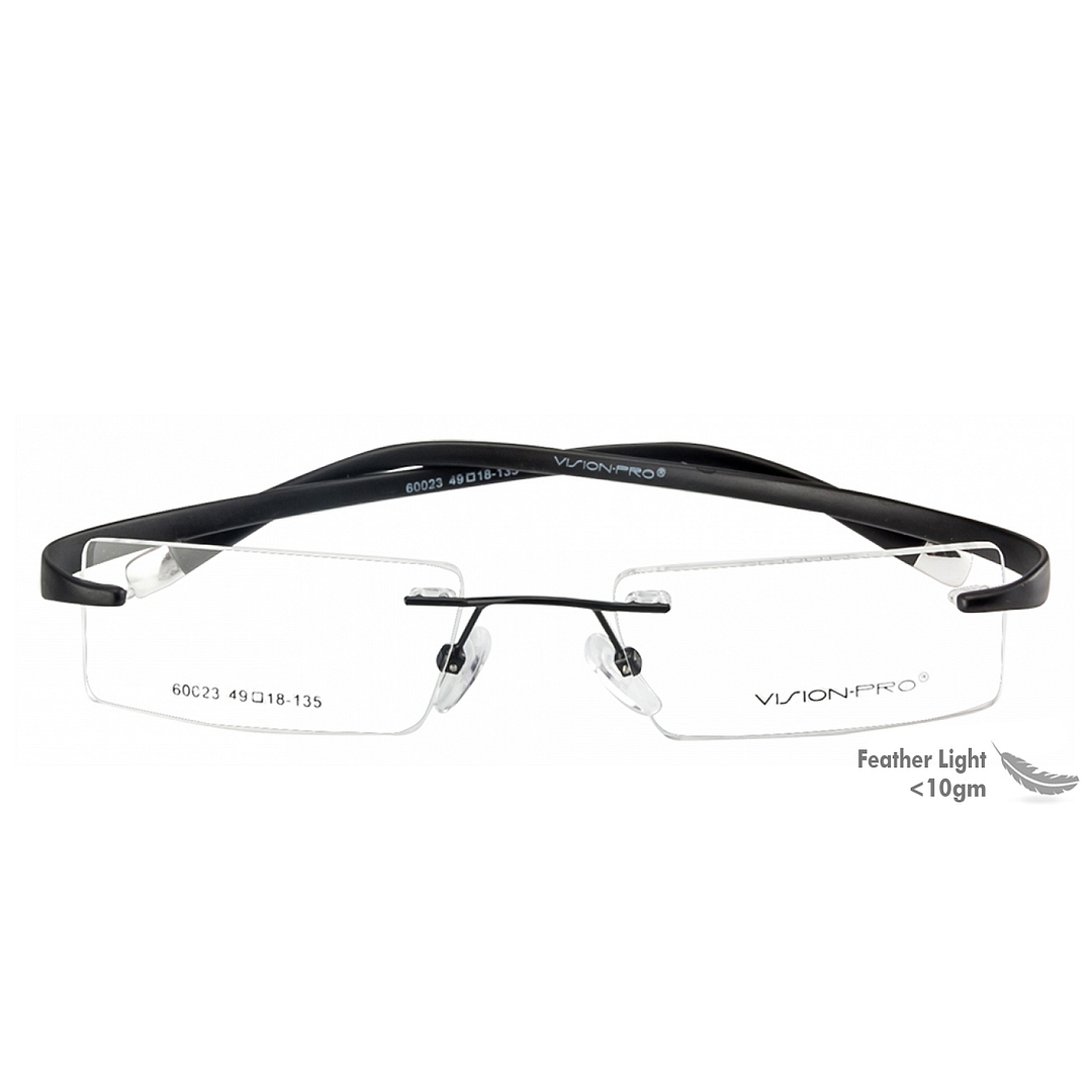 Vision Pro Black Rimless Rectangle right side