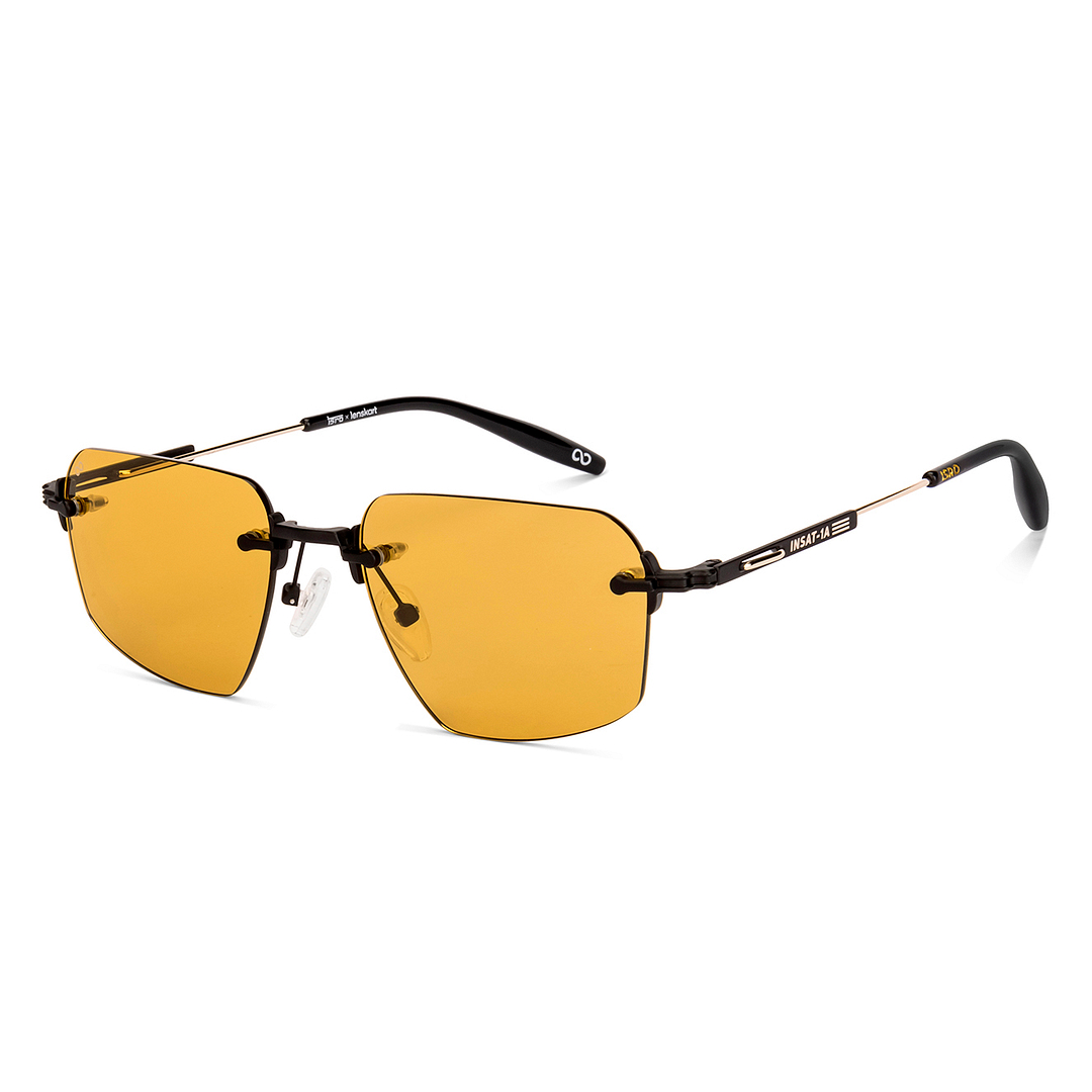 Buy Yellow Black Rimless Geometric Lenskart STUDIO METAL SUN