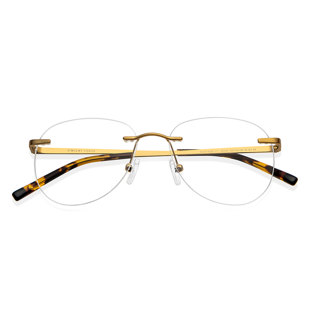 Vincent Chase Online Gold Rimless Aviator left side