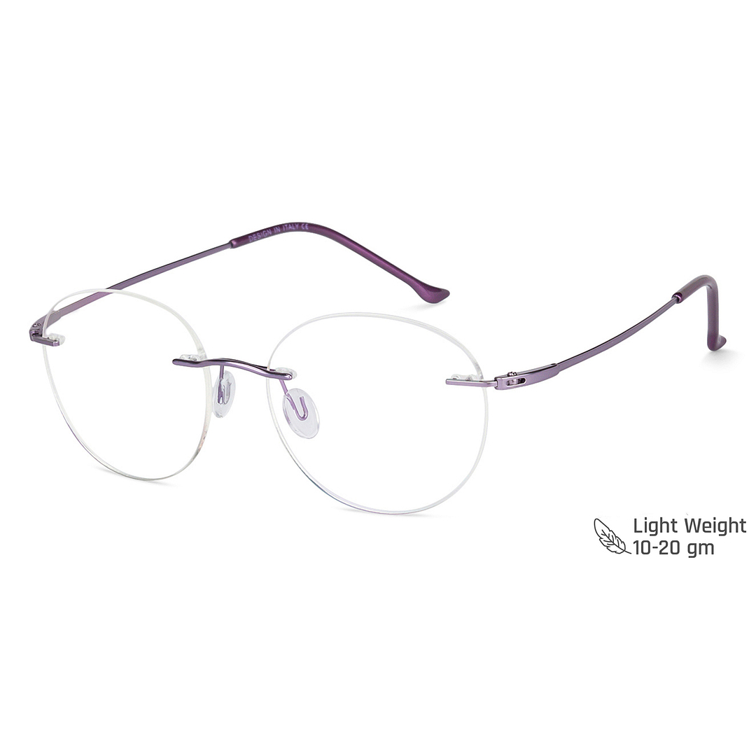 Buy Purple Rimless Round Vincent Chase SLEEK STEEL E002 Eyeglasses at ...