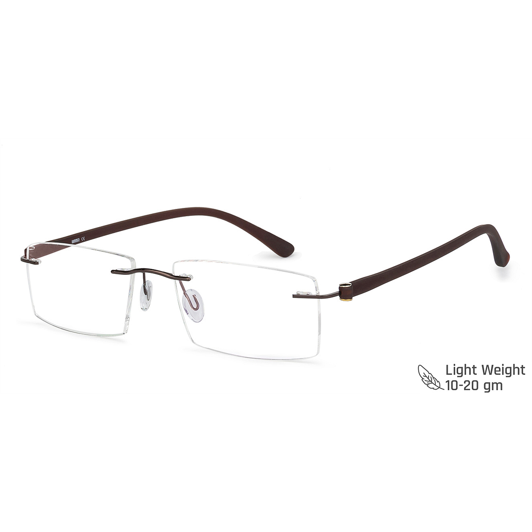 Buy Brown Rimless Rectangle Hammer Air Essentials H-002 Eyeglasses at ...