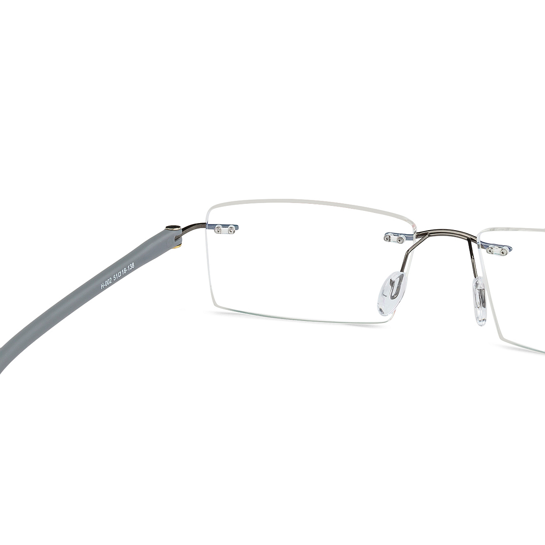Buy Gunmetal Grey Rimless Rectangle Hammer Air Fusion H-002 Eyeglasses ...
