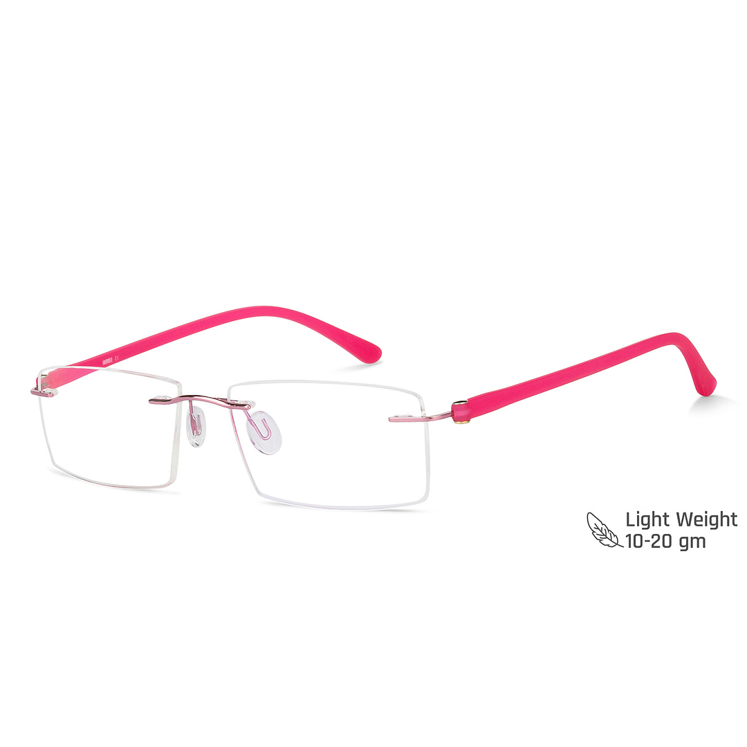 Buy Pink Rimless Rectangle Hammer Air Essentials H-002 Eyeglasses at ...