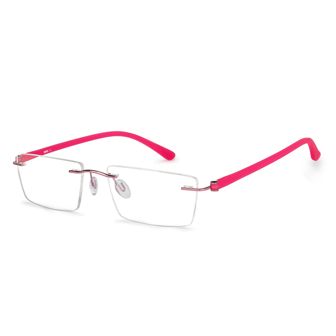 Buy Pink Rimless Rectangle Hammer Air Essentials H-005 Eyeglasses at ...