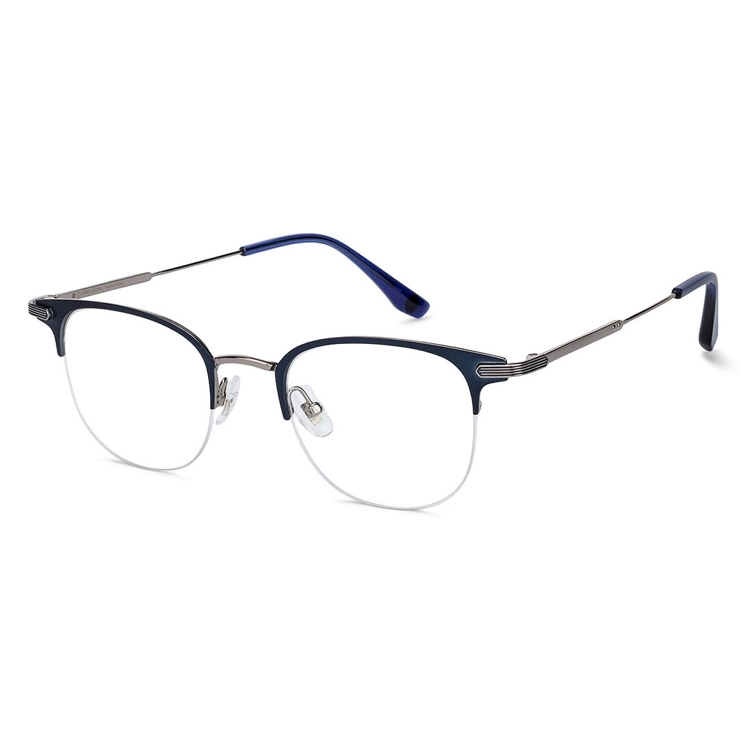 Buy Blue Block Phone Computer Glasses Blue Gunmetal Half Rim Clubmaster ...