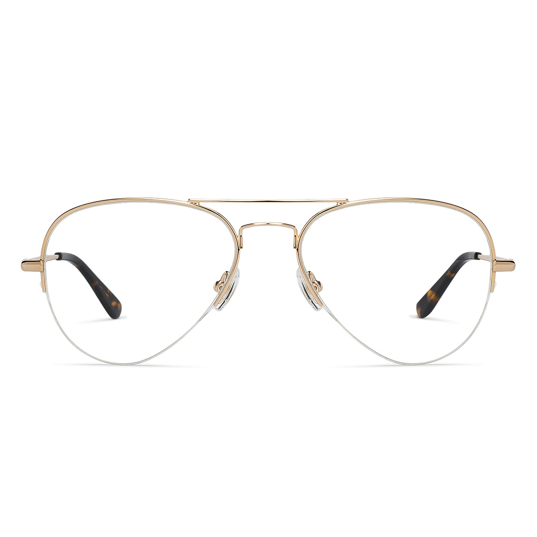 Buy Blue Block Phone Computer Glasses: Gold Tortoise Half Rim Aviator ...