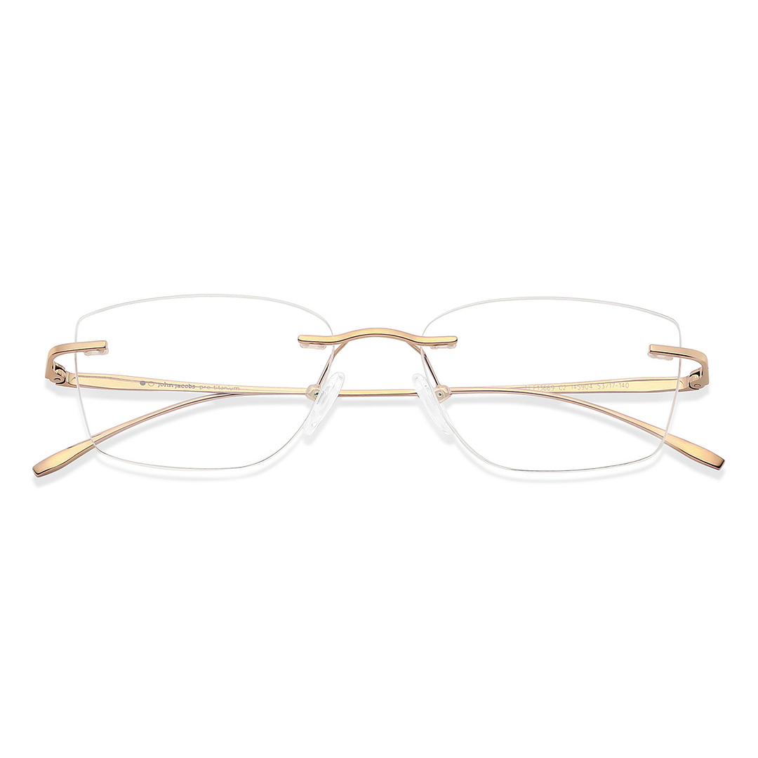 Buy Gold Rimless Rectangle John Jacobs Pro Titanium JJ E13669 -C2 ...