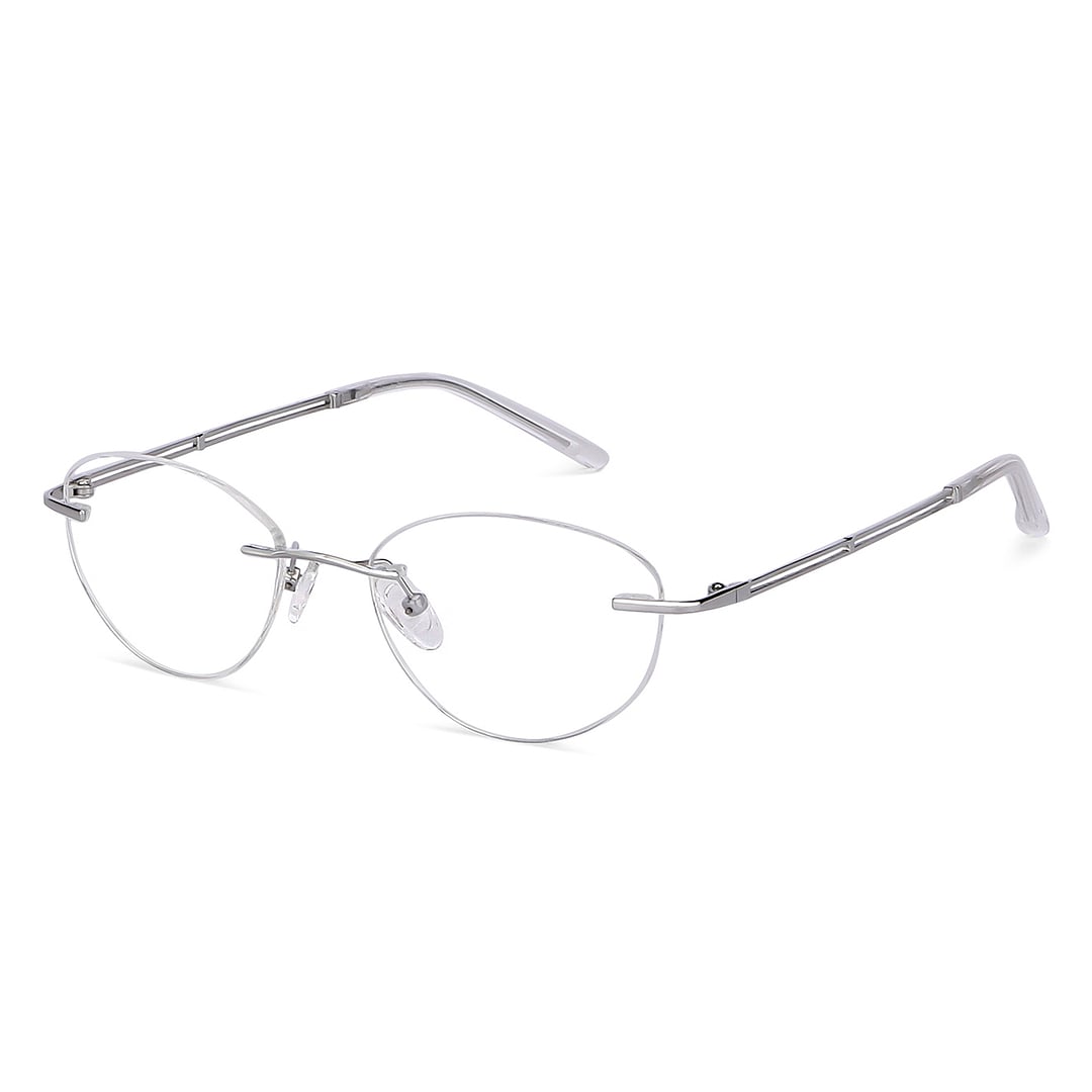 Buy Silver Transparent Rimless Round John Jacobs Pro Titanium JJ E13672 ...