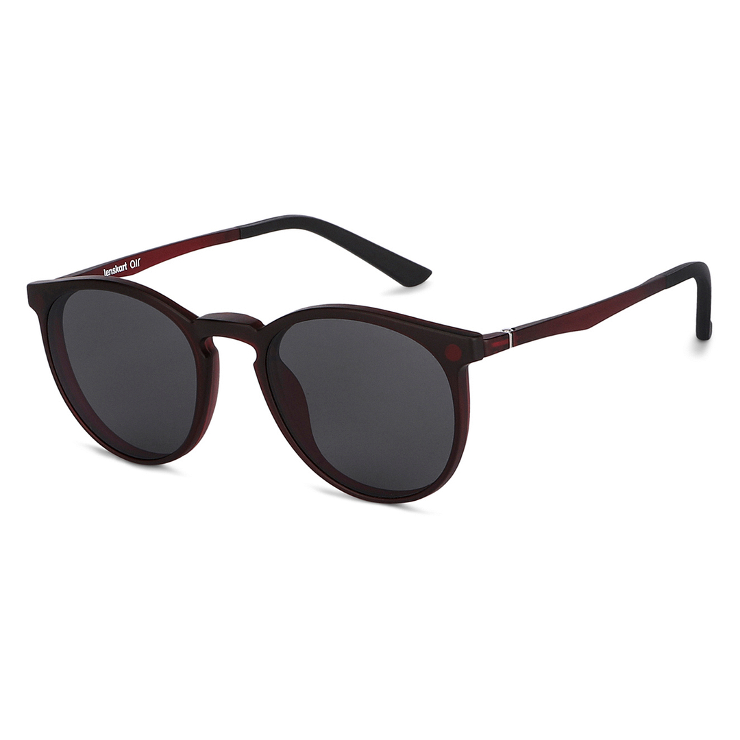 Buy Maroon Black Full Rim Round Lenskart Air Clip On LA E11414-C3 ...