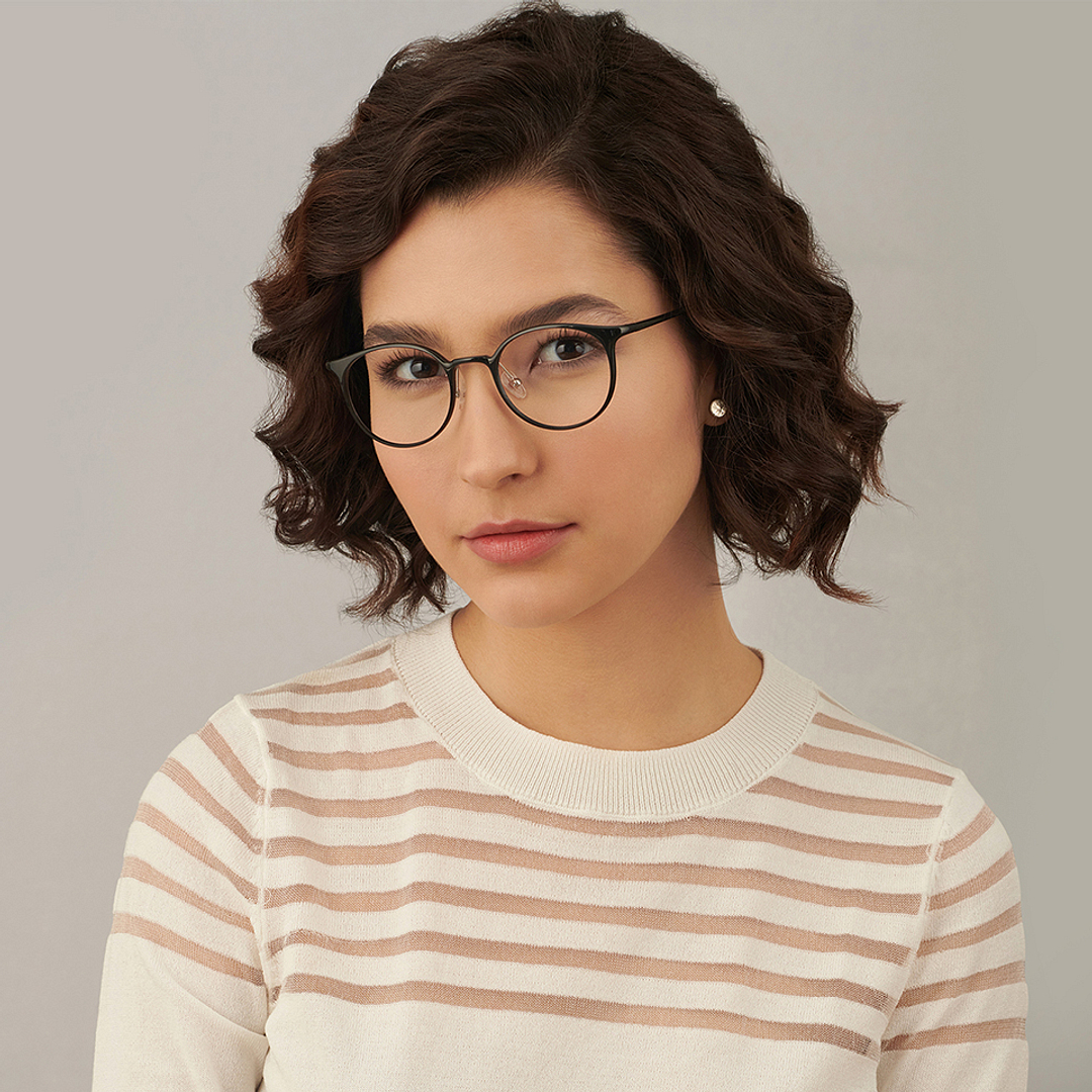 Black Full Rim Round Lenskart Air Flex LA E13778-C1 Eyeglasses