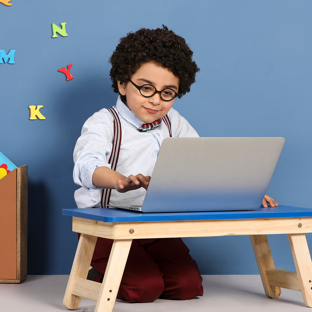 Buy Blue-Block Kids Computer Glasses: Matte Black Orange Full Rim Round ...