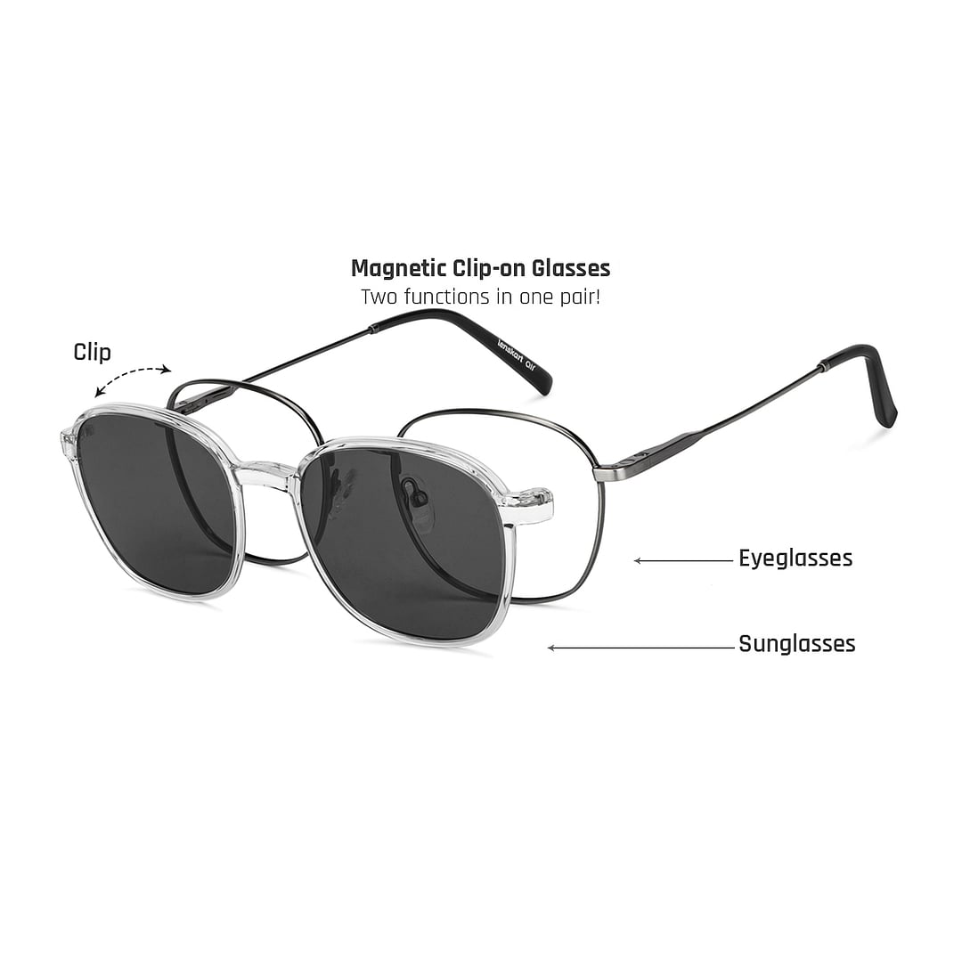 Buy Lenskart Air Gunmetal Stainless Steel Round Spectacles Online ...