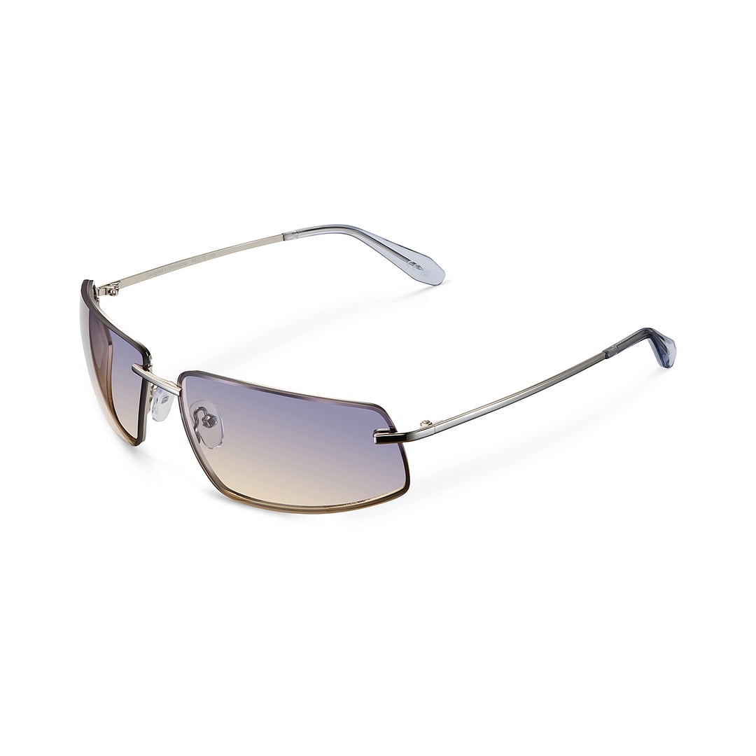 Silver Blue Gradient Rimless Rectangle Meller MEL S19264 Sunglasses
