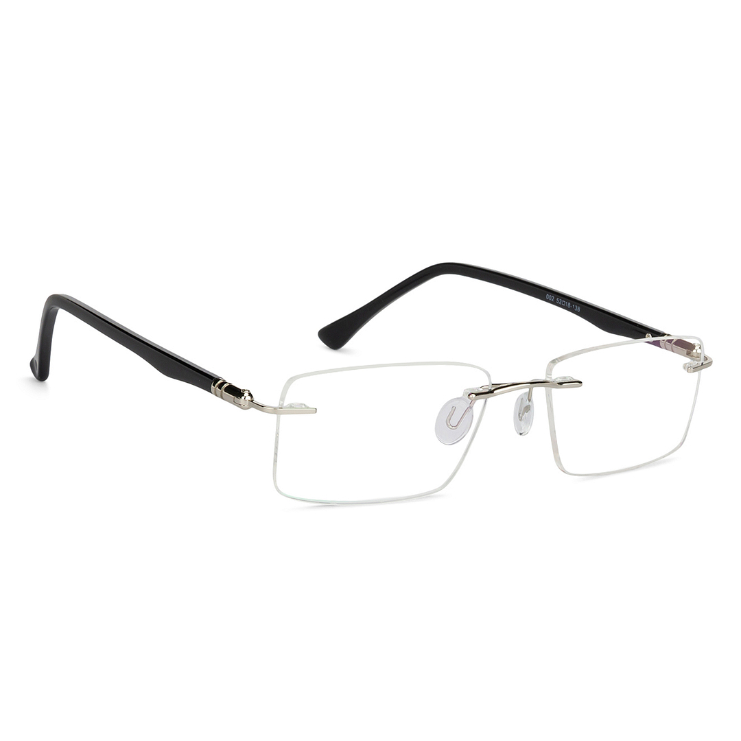 Buy Silver Black Rimless Rectangle Red Air Essentials 002-C11 ...