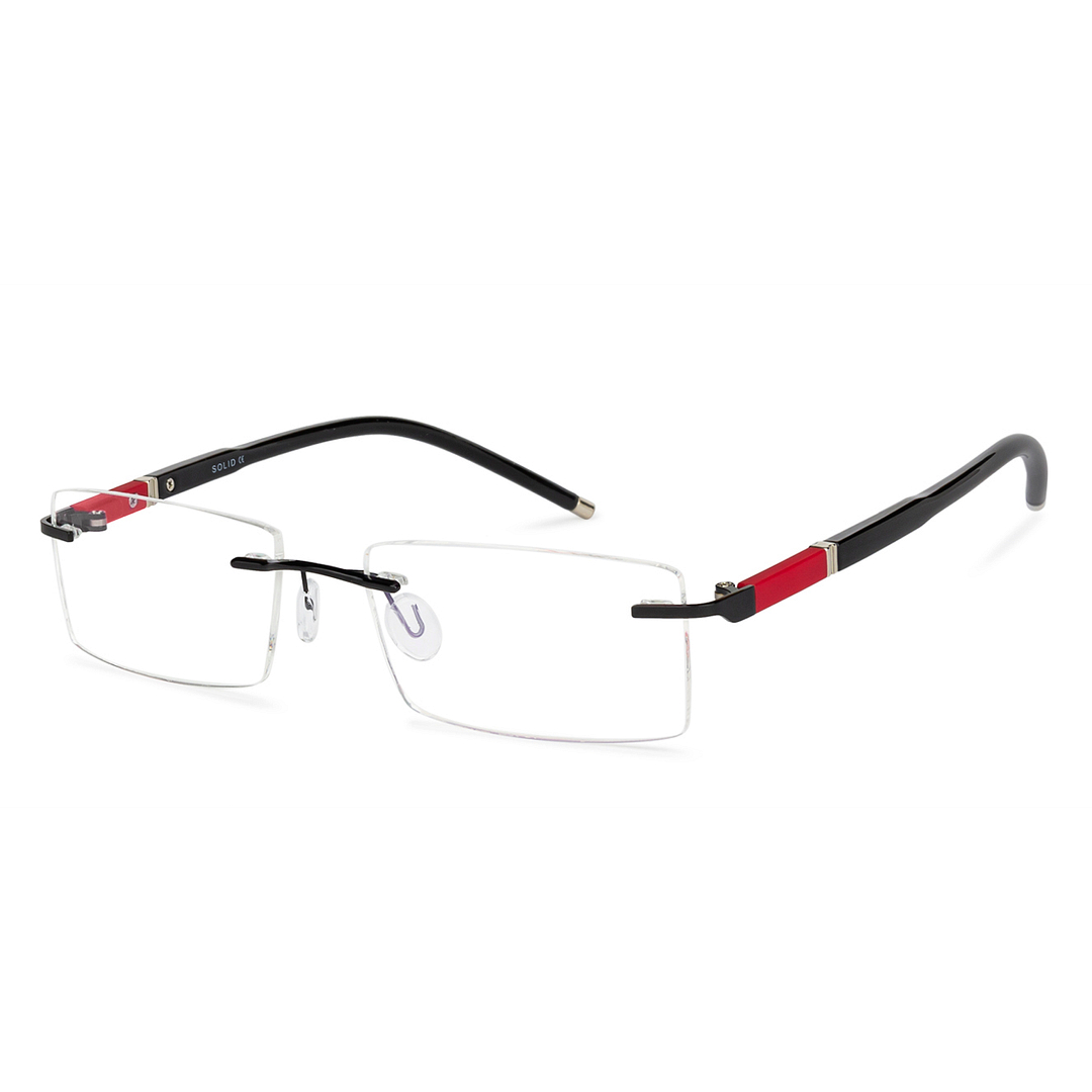 Buy Black Red Rimless Rectangle Solid Lumineers 002-C10 Eyeglasses at ...