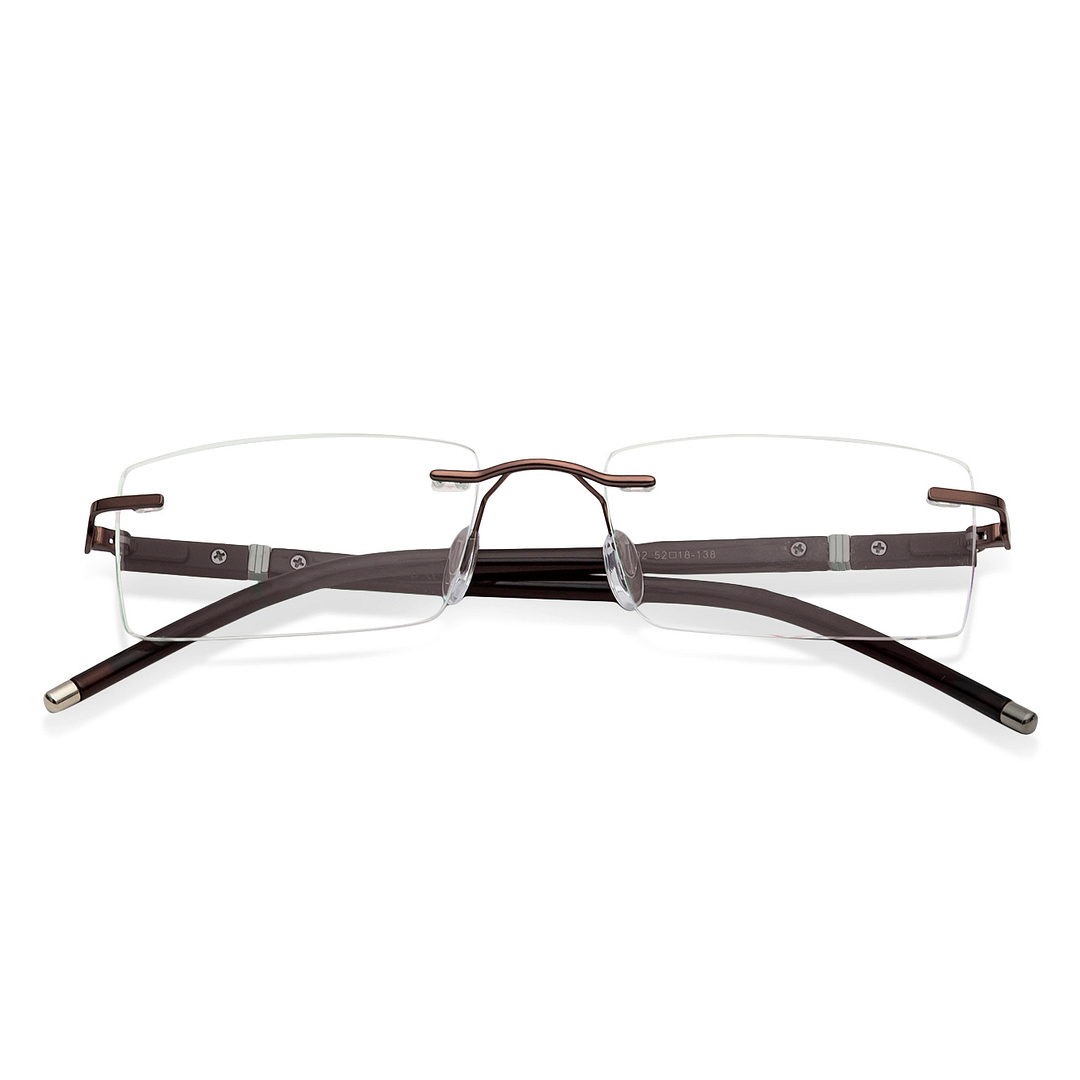 Buy Brown Rimless Rectangle Solid Air Fusion 002-C12 Eyeglasses at ...