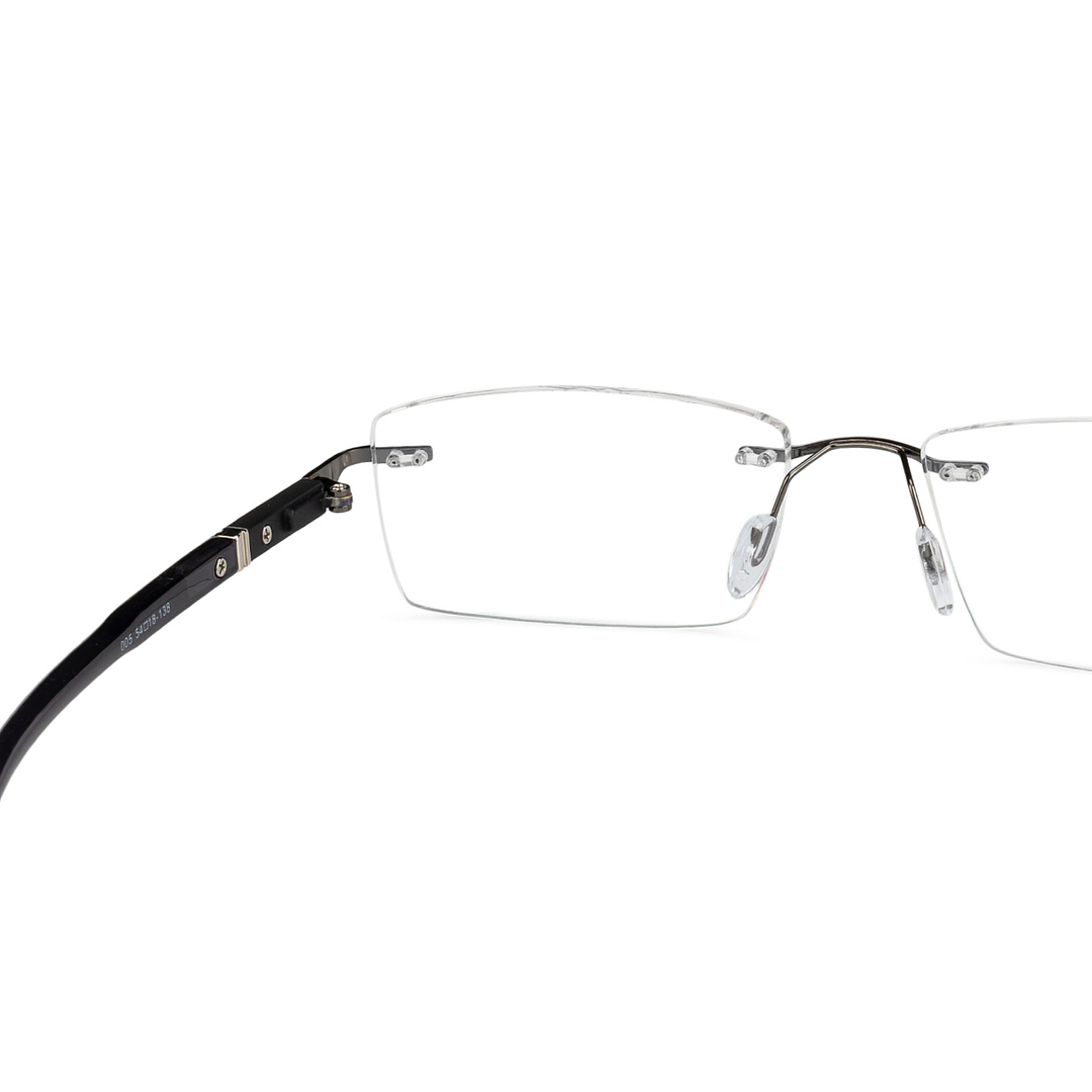 Gunmetal Black Rimless Rectangle Solid Lenskart Air Flex 005-C13 Eyeglasses