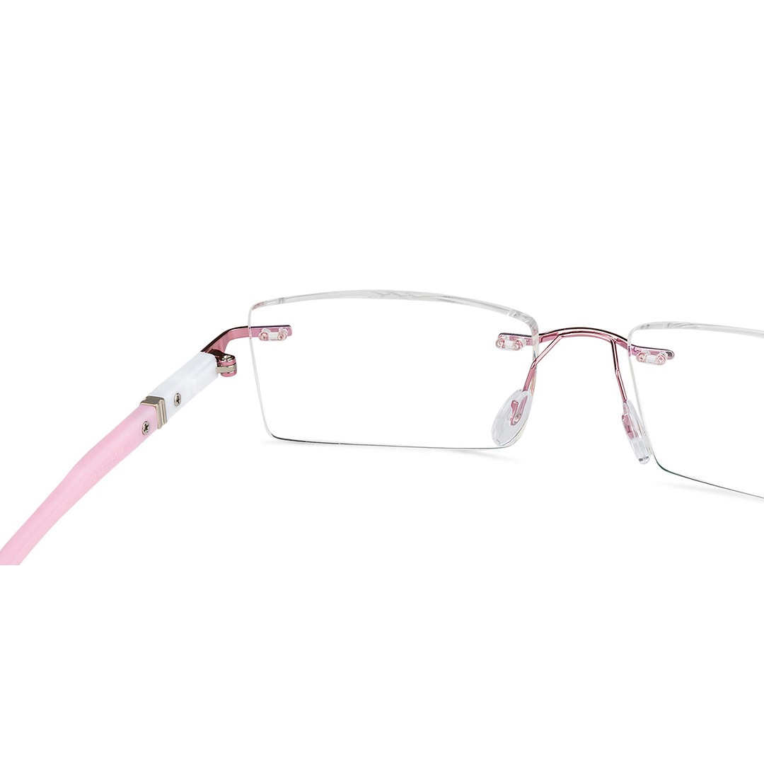 Buy Pink Rimless Rectangle Solid Air Fusion 002-C5 Eyeglasses at Lenskart.