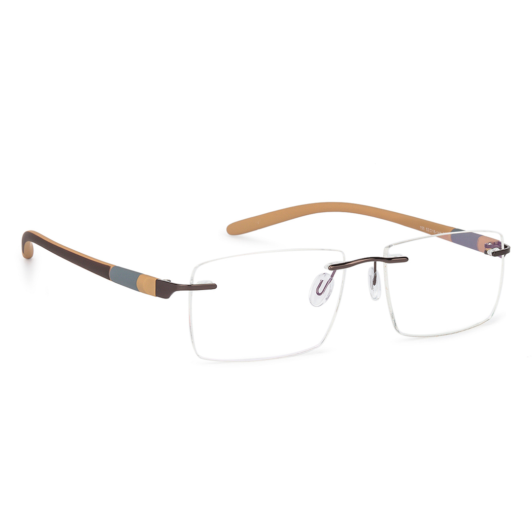 Buy Brown Grey Brown Rimless Rectangle Vincent Chase SLEEK STEEL 155 ...