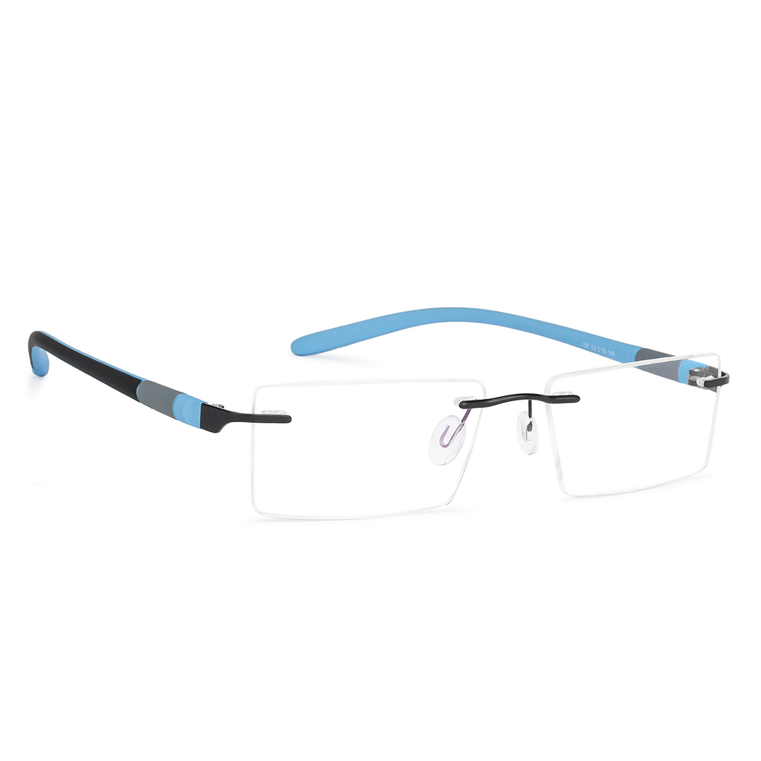 Buy Black Sky Blue Rimless Rectangle Vincent Chase SLEEK STEEL 156 -C2 ...
