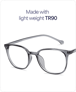 Blue Block Zero Power Screen Glasses Light Gray Transparent Full