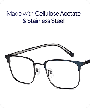 Blue Gunmetal Full Rim Square Vincent Chase Sleek Steel VC E14936