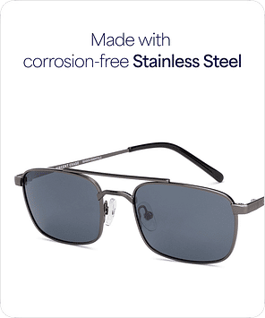 Buy Grey Gunmetal Full Rim Rectangle Vincent Chase Polarized METAL